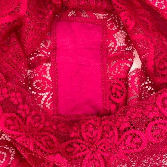 NWOT Yandy Lace Boy Shorts & Bralette Cami Raspberry Pink Size Small Set - Picture 7 of 7